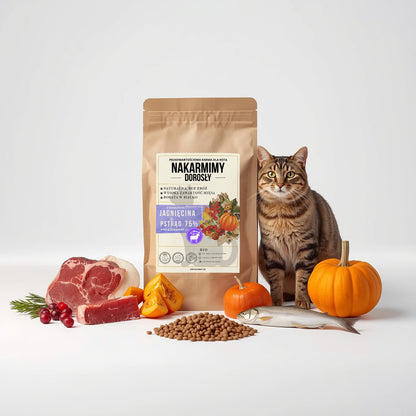 Karma sucha Kot Dorosły NAKARMIMY – Jagnięcina i Pstrąg 75% Dynia i Żurawina