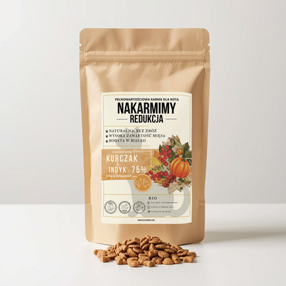 Karma sucha Redukcja NAKARMIMY – Kurczak i Indyk 75% Dynia i Żurawina